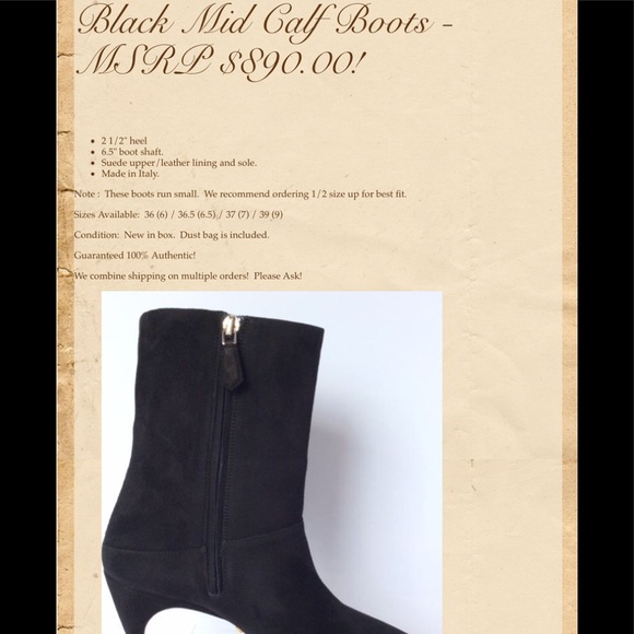 New Prada Mid Black Suede Comma Boots - Picture 7 of 7